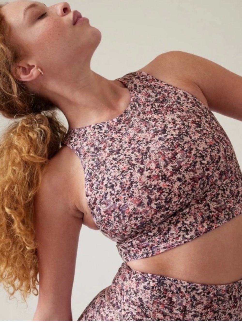 Athleta Multi Conscious Crop Tulip Pink Splatter Printed Top Size M
